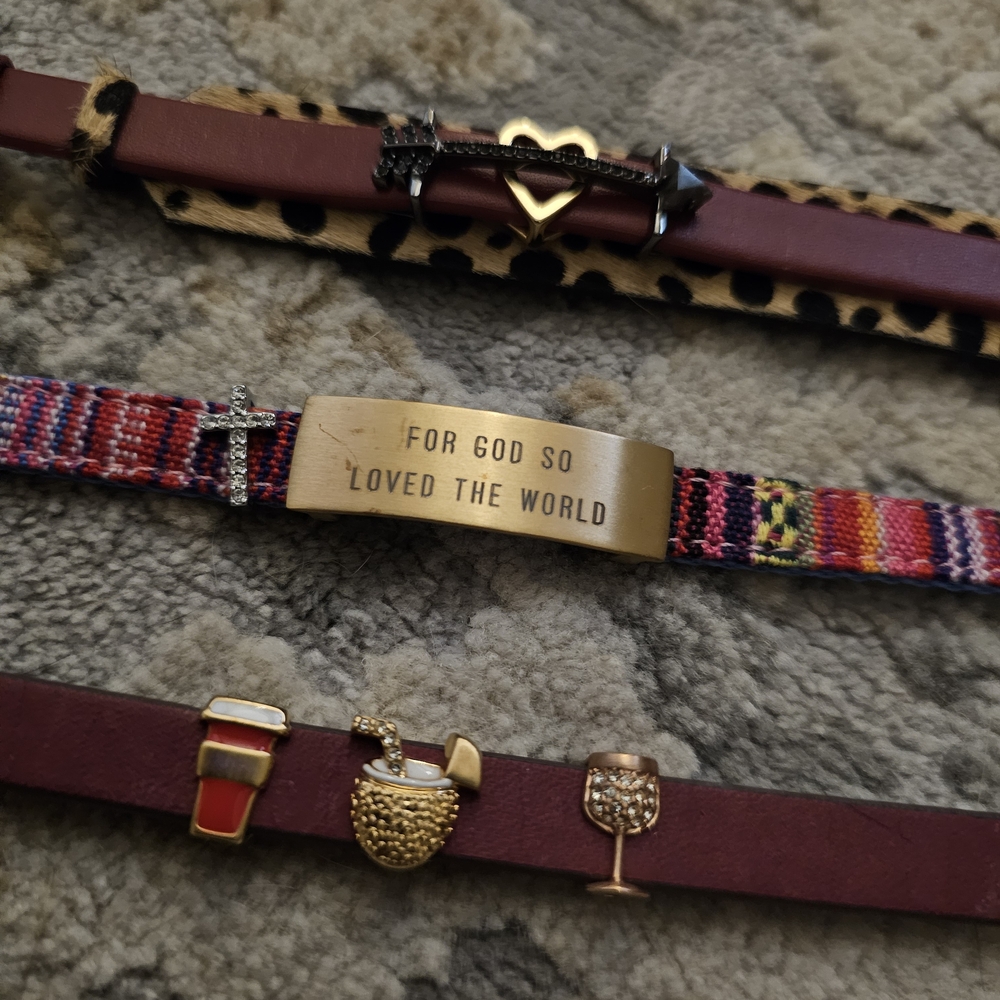 Lot Of 3 KEEP Collective Bracelets With Removable Charms &  Reversable Bracelets